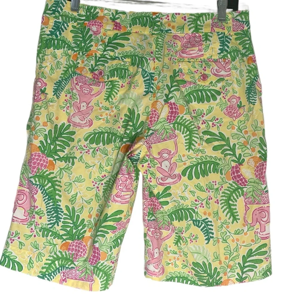 Vtg Lilly Pulitzer Bermuda Shorts Miranda‎ Monkey Lemon Sorbet Sz 8 White Label - Picture 3 of 7